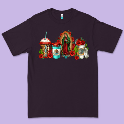 Lady Of Guadalupe Coffee Premium Tee Designed By Jasminsmagicworld