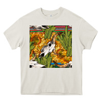 Cream western bull skull seamless pattern Heavy Core Tee - BundleAndBundleShop