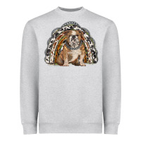 Heather Grey english bulldog rainbow Heavyweight Sweatshirt - BarkalooDesign