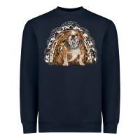 Navy english bulldog rainbow Heavyweight Sweatshirt - BarkalooDesign