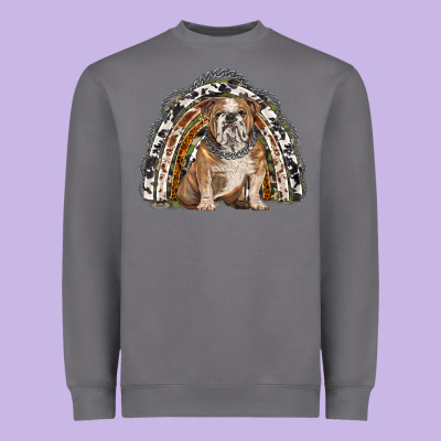 English Bulldog Rainbow Heavyweight Sweatshirt Designed By Barkaloodesign