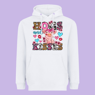 Hogs And Kisses Pig  Olivia Heavyweight Hoodie Designed By Oliviacreatesart