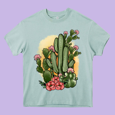 Cactus Heavy Core Tee Designed By Jahusdesignshop