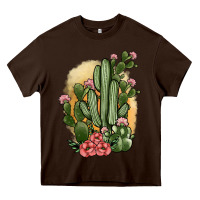 Chocolate Brown cactus Heavy Core Tee - JahusDesignShop