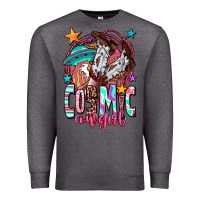 Charcoal Heather cosmic cowgirl Premium Sweatshirt - OliviaCreatesArt