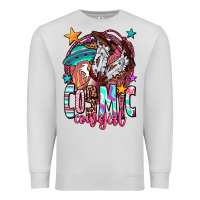 Dove Grey cosmic cowgirl Premium Sweatshirt - OliviaCreatesArt