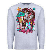 Heather Grey cosmic cowgirl Premium Sweatshirt - OliviaCreatesArt