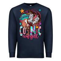 Navy cosmic cowgirl Premium Sweatshirt - OliviaCreatesArt