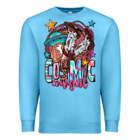 Ocean Blue cosmic cowgirl Premium Sweatshirt - OliviaCreatesArt