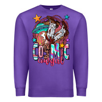 Purple cosmic cowgirl Premium Sweatshirt - OliviaCreatesArt