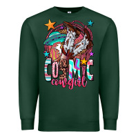 Sports Green cosmic cowgirl Premium Sweatshirt - OliviaCreatesArt