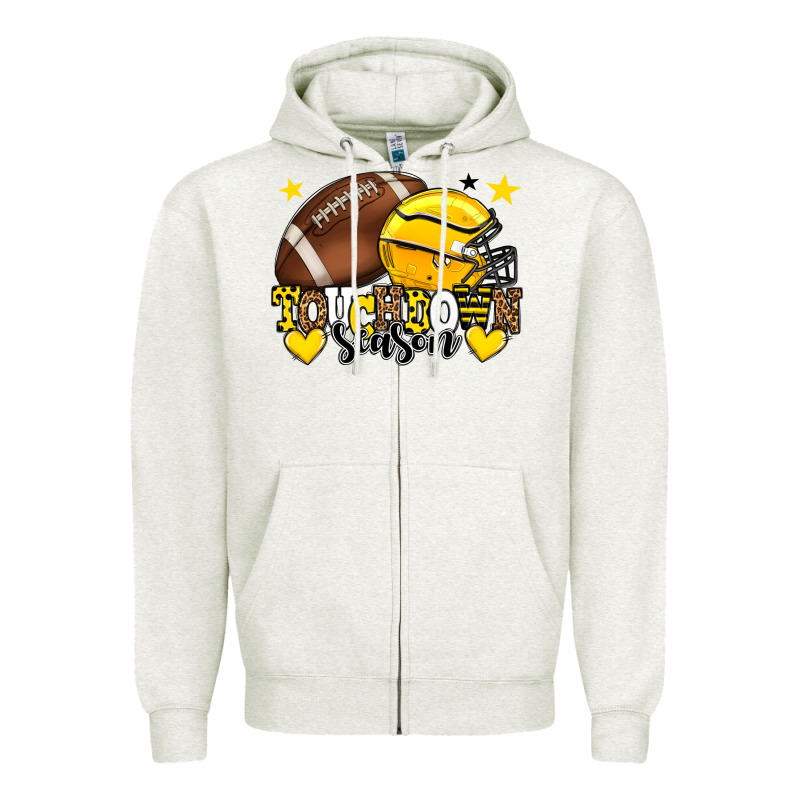 Touchdown Season American Football Yellow Team Zipper Hoodie by HowdyJamesFarm | Teevron