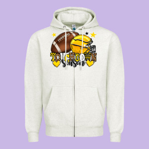 Touchdown Season American Football Yellow Team Zipper Hoodie Designed By Howdyjamesfarm