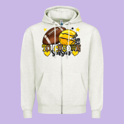 Touchdown Season American Football Yellow Team Zipper Hoodie Designed By Howdyjamesfarm