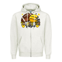 Oatmeal Heather Touchdown season American Football yellow team Zipper Hoodie - HowdyJamesFarm