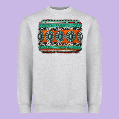 Turquoise Western Background Heavyweight Sweatshirt Designed By Jasminsmagicworld