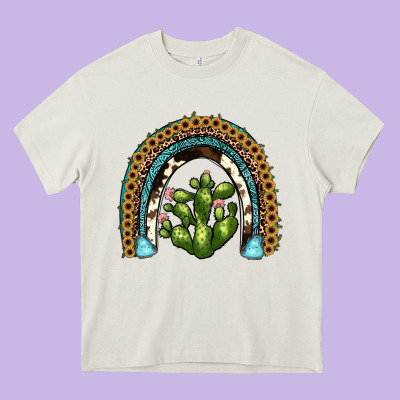 Cactus Rainbow Heavy Core Tee Designed By Jahusdesignshop
