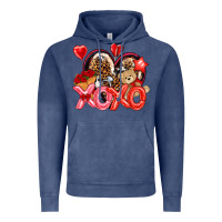 Vintage Denim xo xo with leopard and cowhide heart Vintage Hoodie - NancyCooperArtShop