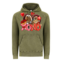 Vintage Olive xo xo with leopard and cowhide heart Vintage Hoodie - NancyCooperArtShop