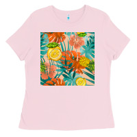 Bubblegum Pink pineapple and lemon seamless pattern Ladies Tee - BundleAndBundleShop