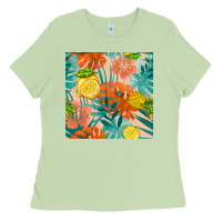 Matcha pineapple and lemon seamless pattern Ladies Tee - BundleAndBundleShop