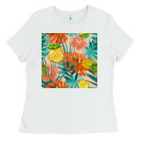 White pineapple and lemon seamless pattern Ladies Tee - BundleAndBundleShop