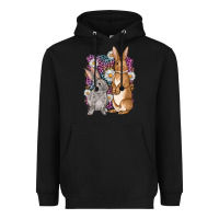 Black Bunnys Easter with leopard background Heavyweight Hoodie - OliviaCreatesArt