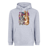 Heather Grey Bunnys Easter with leopard background Heavyweight Hoodie - OliviaCreatesArt