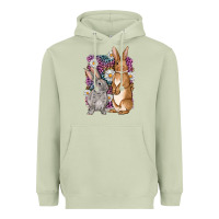 Matcha Bunnys Easter with leopard background Heavyweight Hoodie - OliviaCreatesArt