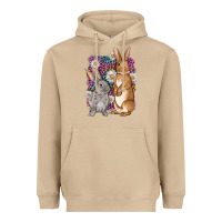 Mushroom Bunnys Easter with leopard background Heavyweight Hoodie - OliviaCreatesArt
