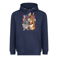 Navy Bunnys Easter with leopard background Heavyweight Hoodie - OliviaCreatesArt