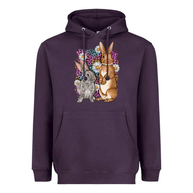 Bunnys Easter With Leopard Background Heavyweight Hoodie by OliviaCreatesArt | Teevron