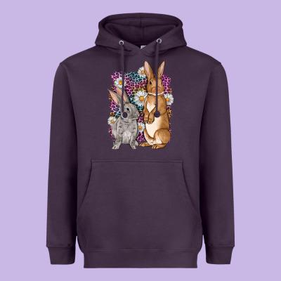 Bunnys Easter With Leopard Background Heavyweight Hoodie Designed By Oliviacreatesart