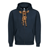 Navy Baby cow Zipper Hoodie - HowdyJamesFarm