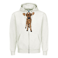 Oatmeal Heather Baby cow Zipper Hoodie - HowdyJamesFarm