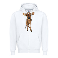 White Baby cow Zipper Hoodie - HowdyJamesFarm