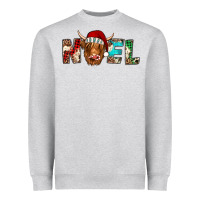 Heather Grey noel highland cow Heavyweight Sweatshirt - Jasminsmagicworld