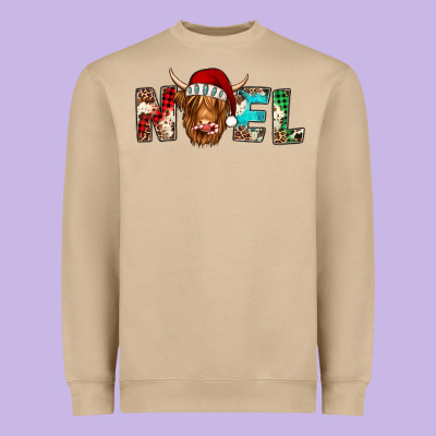 Noel Highland Cow Heavyweight Sweatshirt Designed By Jasminsmagicworld