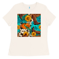 Bone cowboy boots and hat seamless pattern Ladies Tee - BundleAndBundleShop