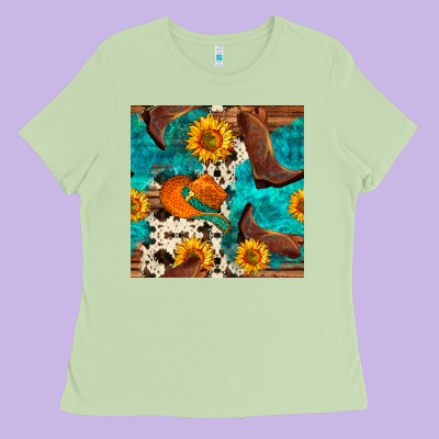Cowboy Boots And Hat Seamless Pattern Ladies Tee Designed By Bundleandbundleshop