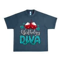 Midnight Navy birthday diva turquoise Urban Heavy Tee - MaliasSmallBusiness