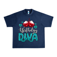 Navy birthday diva turquoise Urban Heavy Tee - MaliasSmallBusiness
