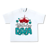 White birthday diva turquoise Urban Heavy Tee - MaliasSmallBusiness