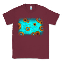 Burgundy turquoise gemstone sunflower background Classic Tee - JahusDesignShop