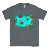 Charcoal Heather turquoise gemstone sunflower background Classic Tee - JahusDesignShop