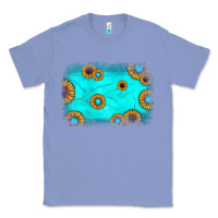 Colony Blue turquoise gemstone sunflower background Classic Tee - JahusDesignShop
