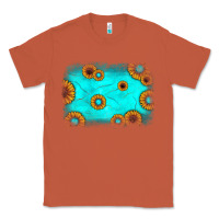 Copper turquoise gemstone sunflower background Classic Tee - JahusDesignShop