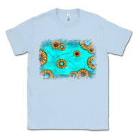 Dusty Blue turquoise gemstone sunflower background Classic Tee - JahusDesignShop