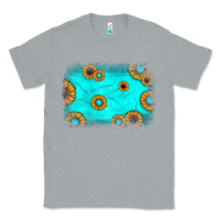 Heather Grey turquoise gemstone sunflower background Classic Tee - JahusDesignShop