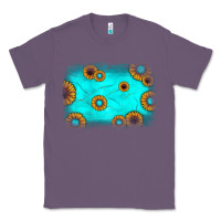Lavender turquoise gemstone sunflower background Classic Tee - JahusDesignShop